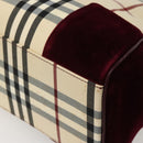 BURBERRY Nova Check Hand Bag Canvas Beige Silver Auth bs29464-12