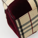 BURBERRY Nova Check Hand Bag Canvas Beige Silver Auth bs29464-13