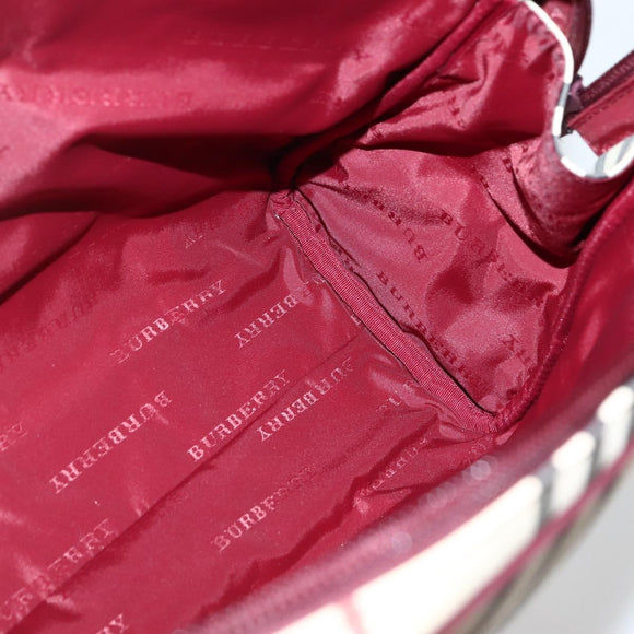 BURBERRY Nova Check Hand Bag Canvas Beige Silver Auth bs29464