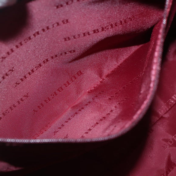 BURBERRY Nova Check Hand Bag Canvas Beige Silver Auth bs29464