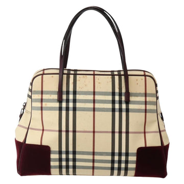 BURBERRY Nova Check Hand Bag Canvas Beige Silver Auth bs29464 - 0