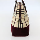 BURBERRY Nova Check Hand Bag Canvas Beige Silver Auth bs29464-4