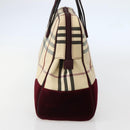 BURBERRY Nova Check Hand Bag Canvas Beige Silver Auth bs29464-5