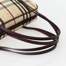 BURBERRY Nova Check Hand Bag Canvas Beige Silver Auth bs29464-7