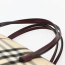 BURBERRY Nova Check Hand Bag Canvas Beige Silver Auth bs29464-8