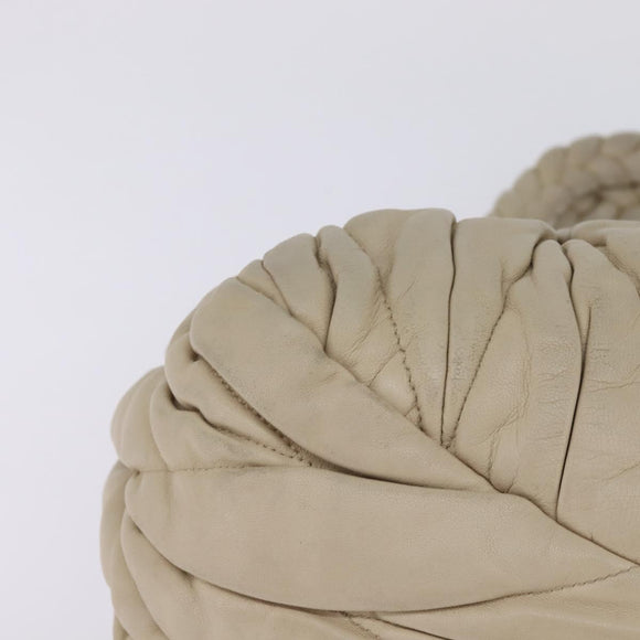 Miu Miu Matelasse Hand Bag Leather Beige Gold Auth bs29465