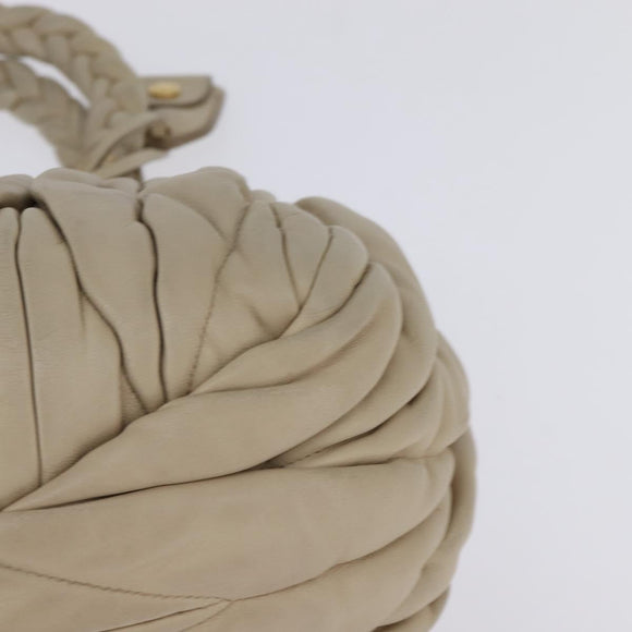 Miu Miu Matelasse Hand Bag Leather Beige Gold Auth bs29465