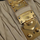 Miu Miu Matelasse Hand Bag Leather Beige Gold Auth bs29465-17