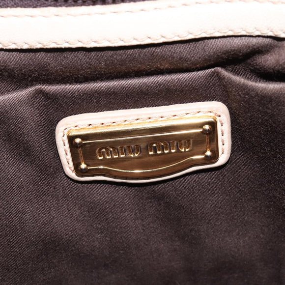 Miu Miu Matelasse Hand Bag Leather Beige Gold Auth bs29465