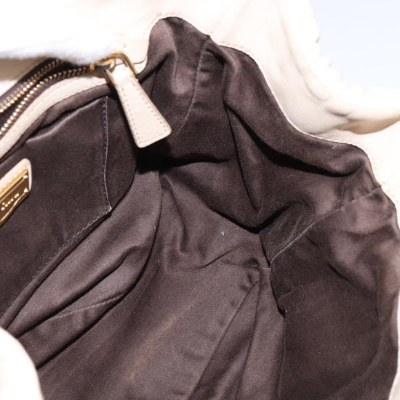 Miu Miu Matelasse Hand Bag Leather Beige Gold Auth bs29465