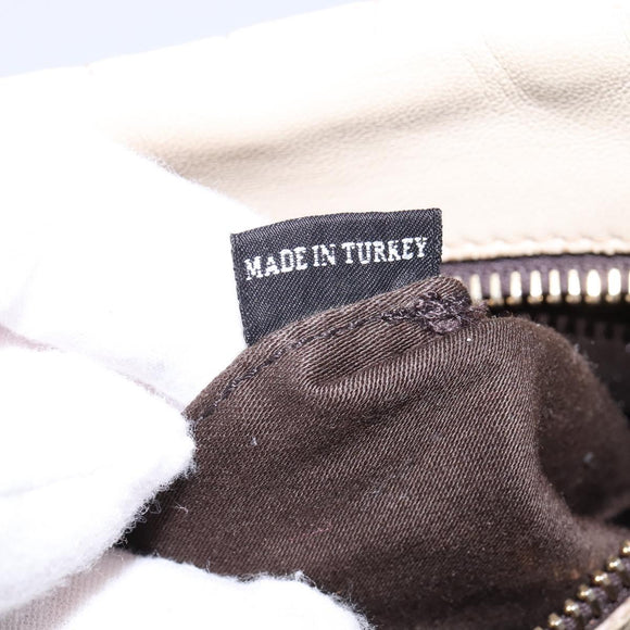 Miu Miu Matelasse Hand Bag Leather Beige Gold Auth bs29465