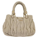 Miu Miu Matelasse Hand Bag Leather Beige Gold Auth bs29465-2