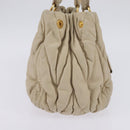 Miu Miu Matelasse Hand Bag Leather Beige Gold Auth bs29465-3