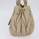 Miu Miu Matelasse Hand Bag Leather Beige Gold Auth bs29465-4
