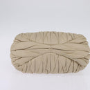 Miu Miu Matelasse Hand Bag Leather Beige Gold Auth bs29465-5