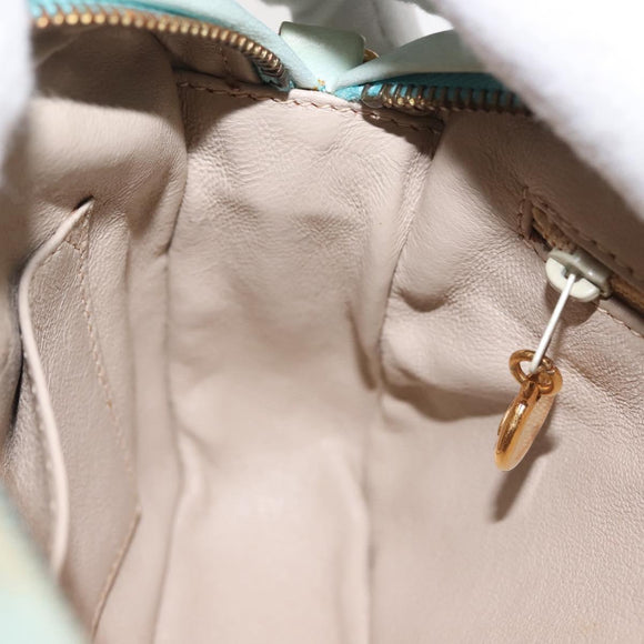 CHANEL Matelasse Chain Shoulder Bag Lamb Skin Light Blue Gold CC Auth bs29467