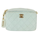 CHANEL Matelasse Chain Shoulder Bag Lamb Skin Light Blue Gold CC Auth bs29467-13