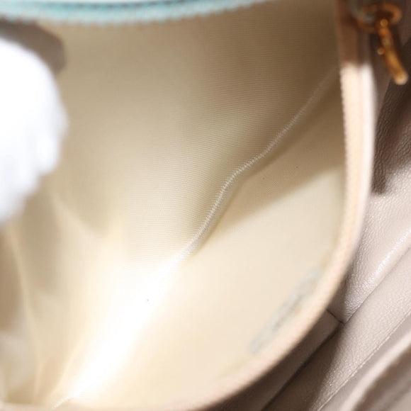 CHANEL Matelasse Chain Shoulder Bag Lamb Skin Light Blue Gold CC Auth bs29467