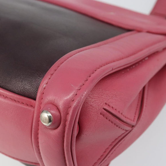 Miu Miu Hand Bag Leather 2way Pink Brown Silver Auth bs29468