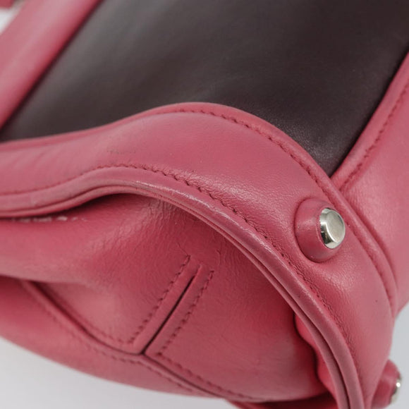 Miu Miu Hand Bag Leather 2way Pink Brown Silver Auth bs29468