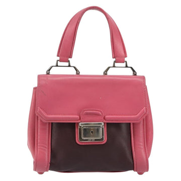 Miu Miu Hand Bag Leather 2way Pink Brown Silver Auth bs29468 - 0