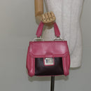 Miu Miu Hand Bag Leather 2way Pink Brown Silver Auth bs29468-25