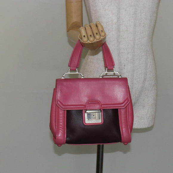 Miu Miu Hand Bag Leather 2way Pink Brown Silver Auth bs29468