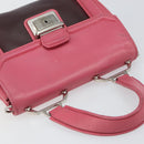 Miu Miu Hand Bag Leather 2way Pink Brown Silver Auth bs29468-6