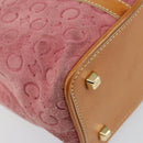 CELINE C Macadam Canvas Handtas Suede Roze Goud Auth bs29469-16