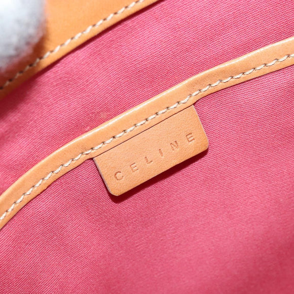 CELINE C Macadam Canvas Handtas Suede Roze Goud Auth bs29469