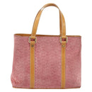 CELINE C Macadam Canvas Hand Bag Suede Pink Gold Auth bs29469-13