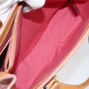CELINE C Macadam Canvas Handtas Suede Roze Goud Auth bs29469-22