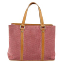 CELINE C Macadam Canvas Hand Bag Suede Pink Gold Auth bs29469-2