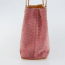 CELINE C Macadam Canvas Hand Bag Suede Pink Gold Auth bs29469-3