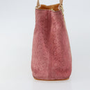 CELINE C Macadam Canvas Hand Bag Suede Pink Gold Auth bs29469-4