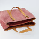 CELINE C Macadam Canvas Handtas Suede Roze Goud Auth bs29469-6