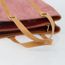 CELINE C Macadam Canvas Hand Bag Suede Pink Gold Auth bs29469-7
