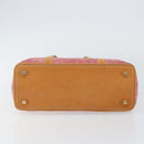 CELINE C Macadam Canvas Hand Bag Suede Pink Gold Auth bs29469-5