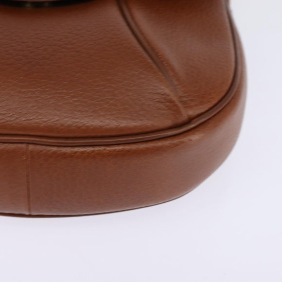 Burberrys Shoulder Bag Leather Brown Gold Auth bs29470