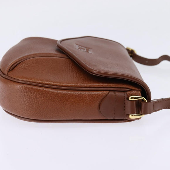 Burberrys Shoulder Bag Leather Brown Gold Auth bs29470