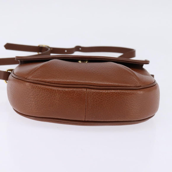 Burberrys Shoulder Bag Leather Brown Gold Auth bs29470