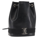 Salvatore Ferragamo Vala Backpack Leather Black Silver Auth bs29472-1