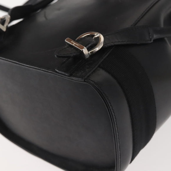 Salvatore Ferragamo Vala Backpack Leather Black Silver Auth bs29472