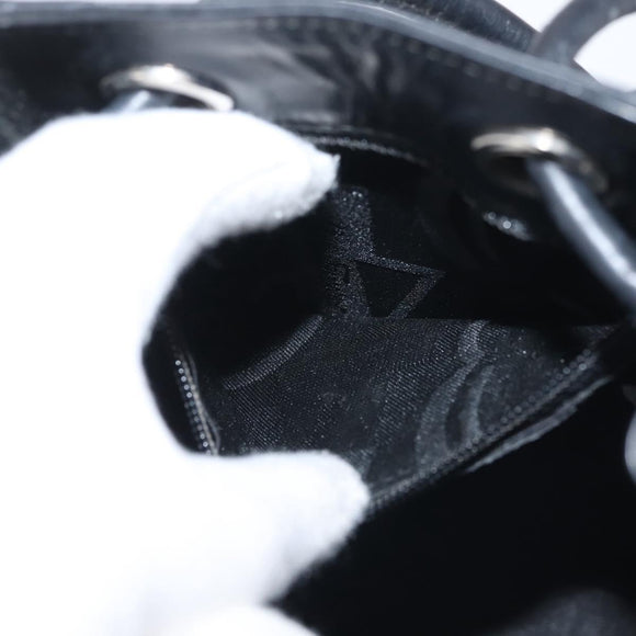 Salvatore Ferragamo Vala Backpack Leather Black Silver Auth bs29472