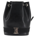 Salvatore Ferragamo Vala Backpack Leather Black Silver Auth bs29472-2