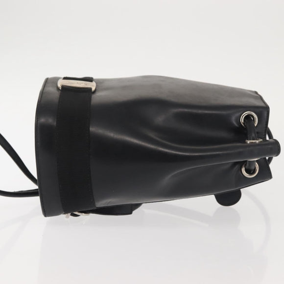 Salvatore Ferragamo Vala Backpack Leather Black Silver Auth bs29472