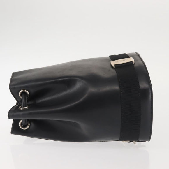 Salvatore Ferragamo Vala Backpack Leather Black Silver Auth bs29472