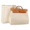 HERMES Tower ash Her bag MM Hand Bag Coated Canvas Beige Auth bs29477-1