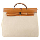 HERMES Tower ash Her bag MM Hand Bag Coated Canvas Beige Auth bs29477-13