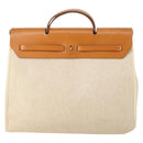 HERMES Tower ash Her bag MM Hand Bag Coated Canvas Beige Auth bs29477-2